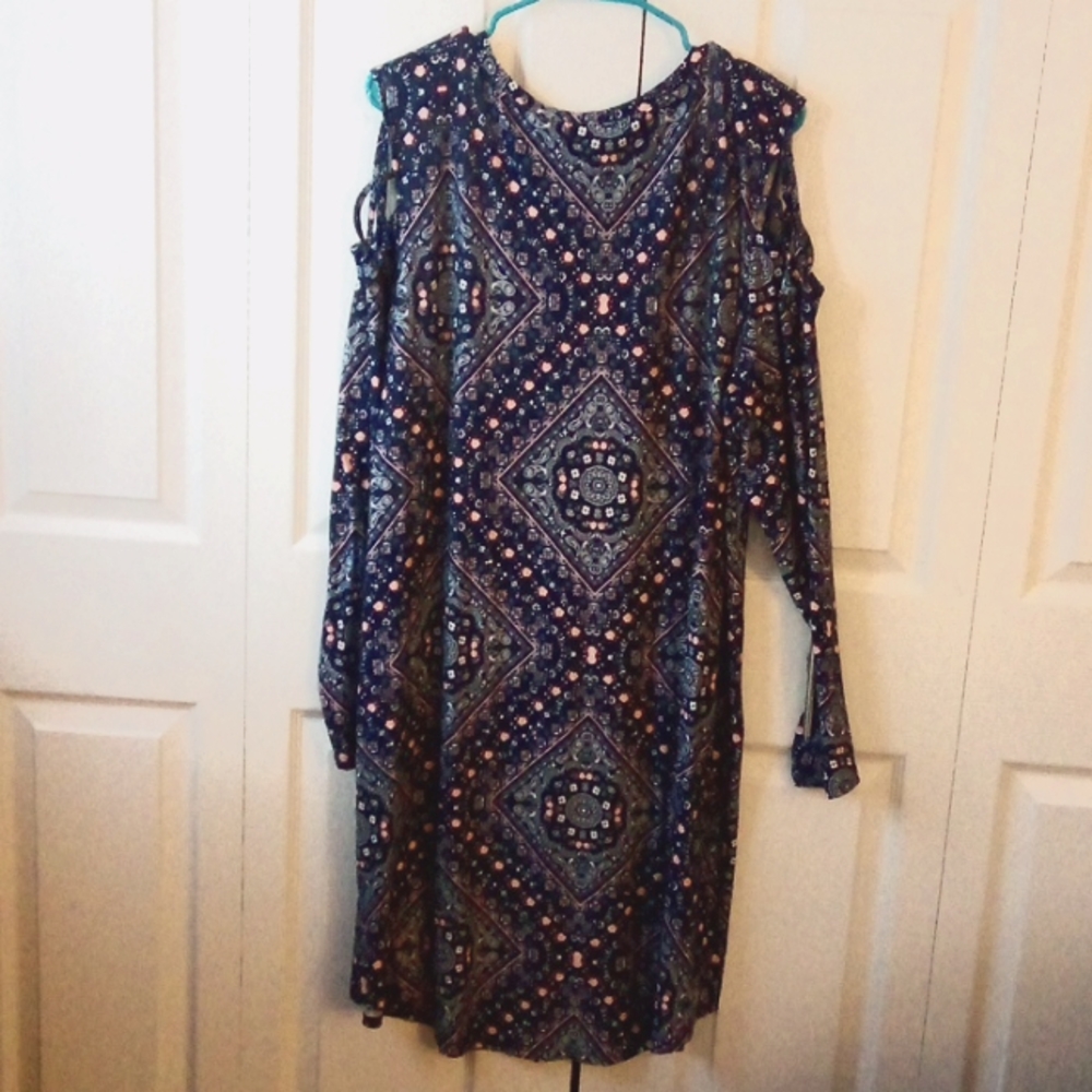 Blue Cold-shoulder Dress, Size 3x.                (2 for $20) - Picture 2 of 4